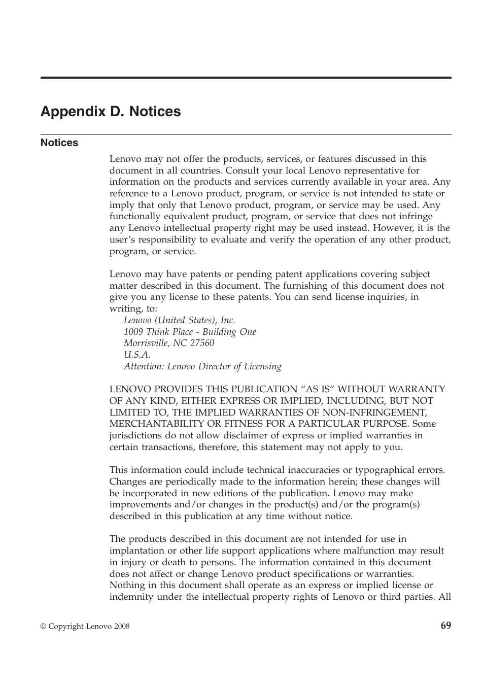 Appendix d. notices | Lenovo ThinkPad W700ds User Manual | Page 77 / 90