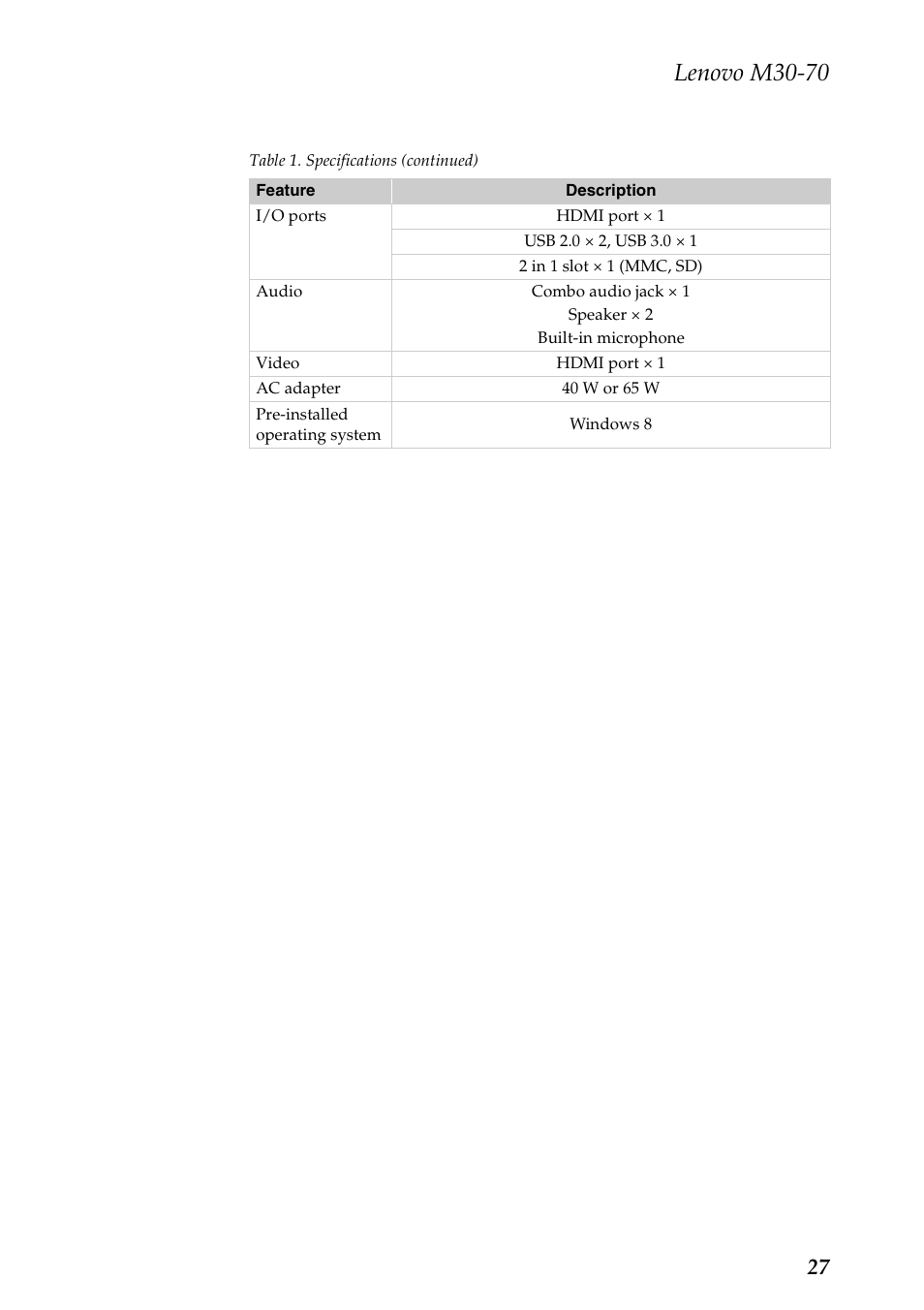 Lenovo m30-70 | Lenovo M30-70 Notebook User Manual | Page 31 / 79