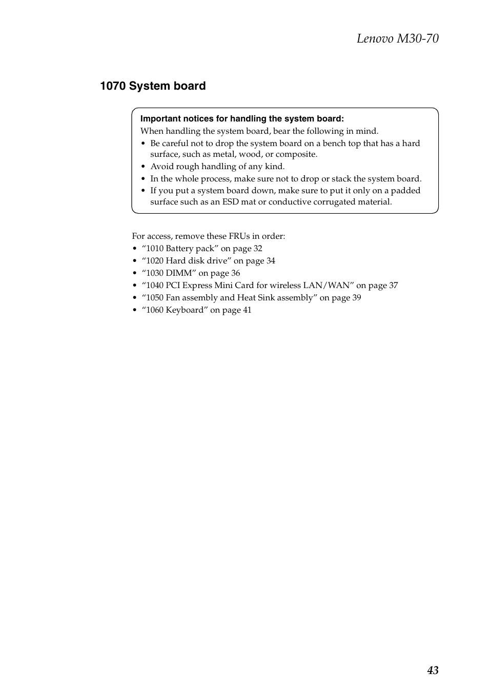 1070 system board, Lenovo m30-70 | Lenovo M30-70 Notebook User Manual | Page 47 / 79