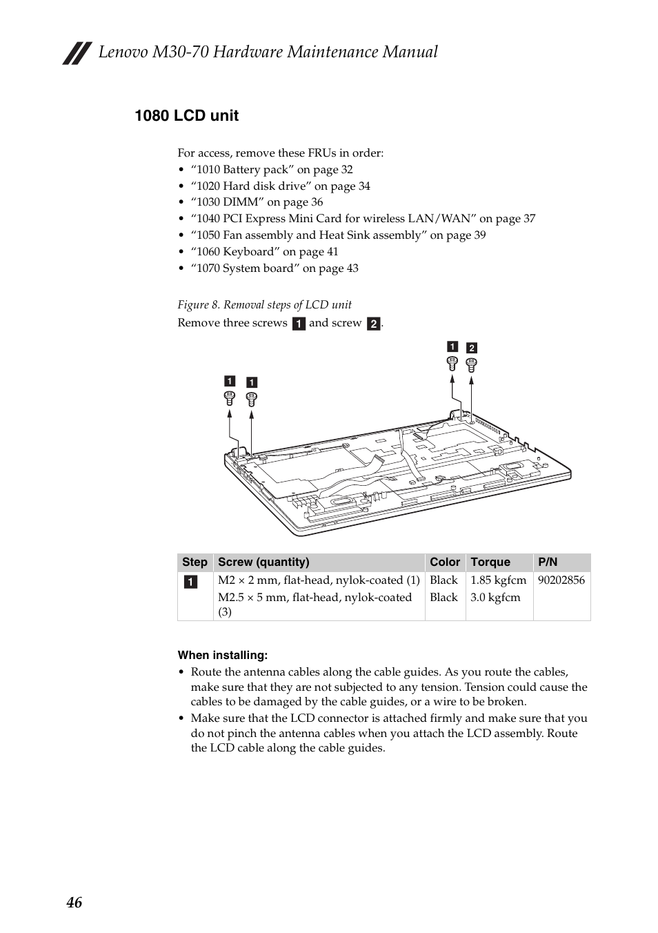 1080 lcd unit, Lenovo m30-70 hardware maintenance manual | Lenovo M30-70 Notebook User Manual | Page 50 / 79