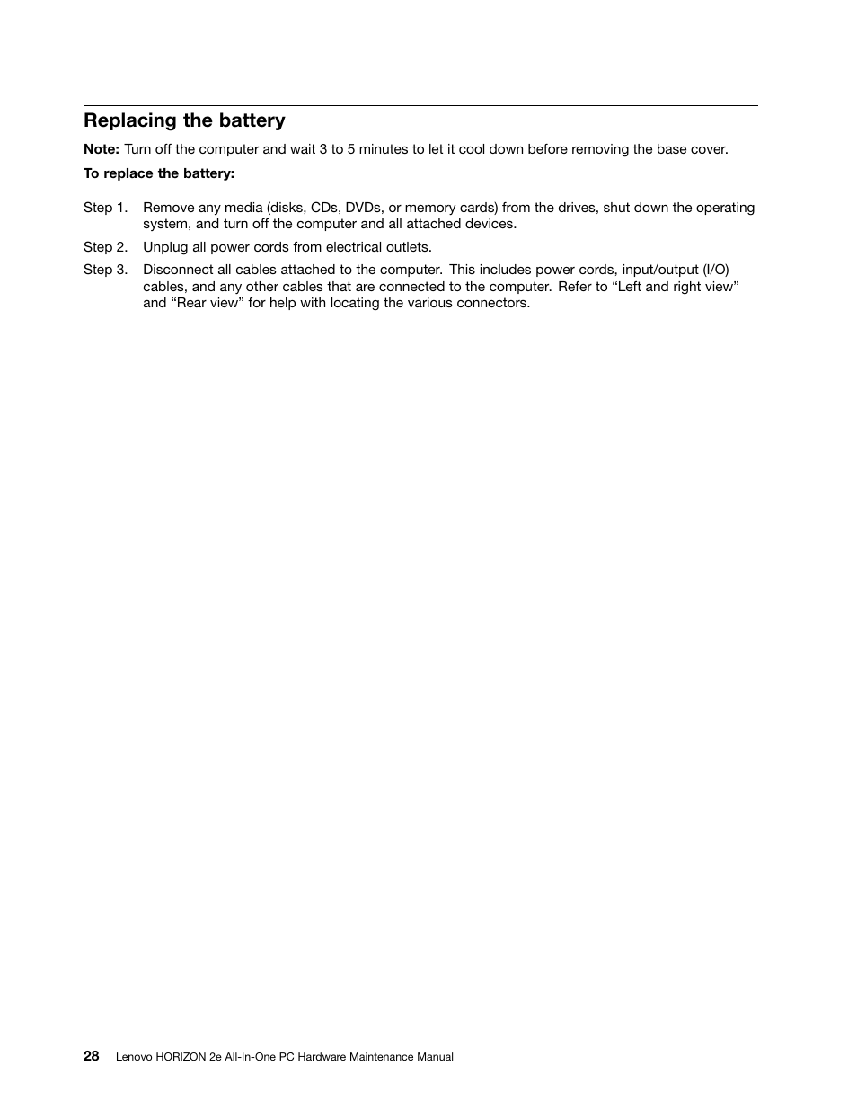 Replacing the battery | Lenovo Horizon 2e Table PC User Manual | Page 34 / 55
