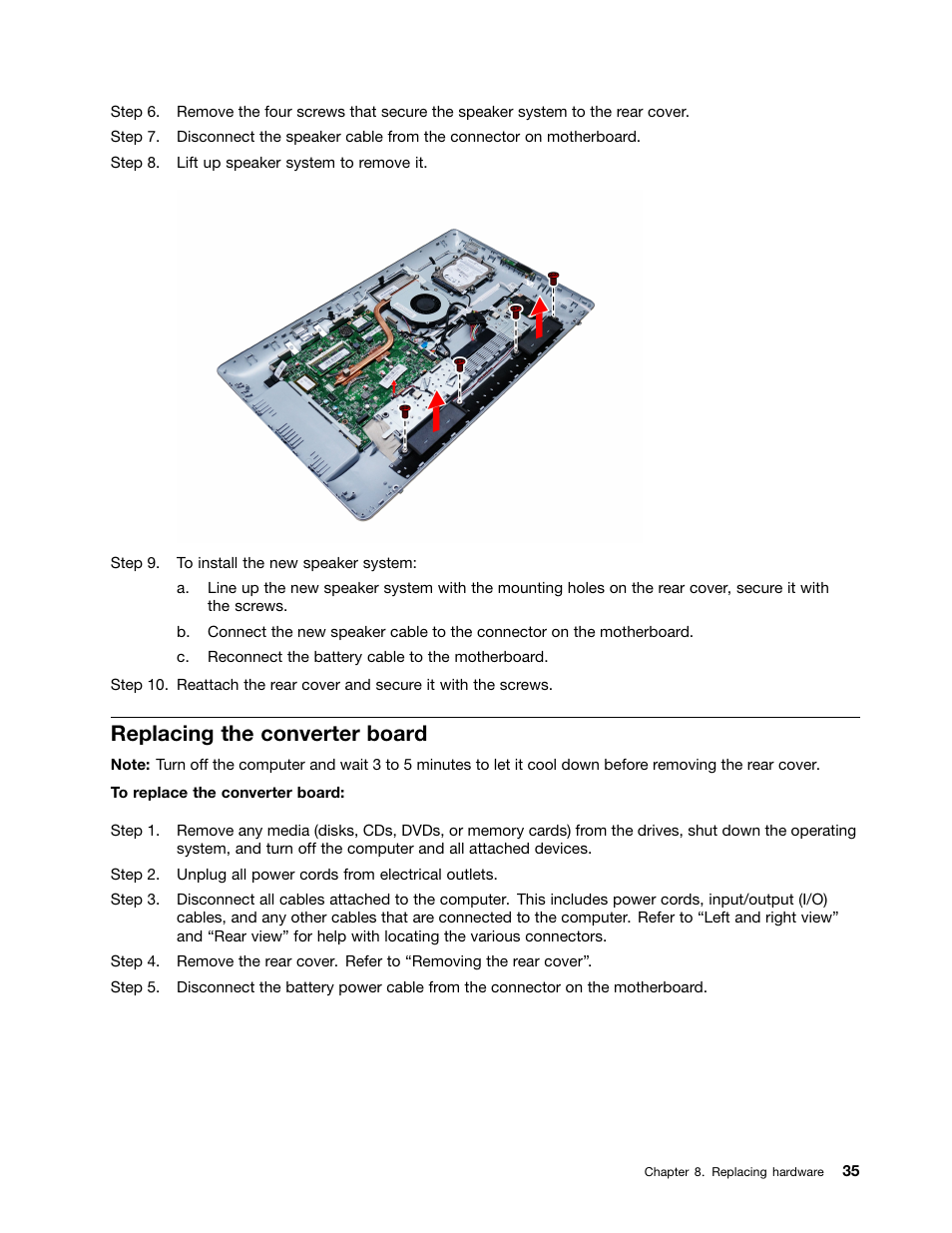 Replacing the converter board | Lenovo Horizon 2e Table PC User Manual | Page 41 / 55