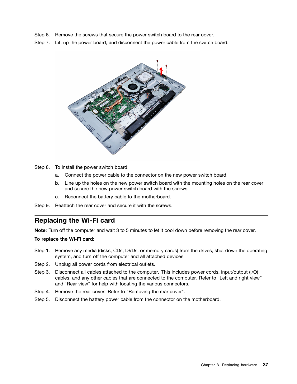 Replacing the wi-fi card | Lenovo Horizon 2e Table PC User Manual | Page 43 / 55