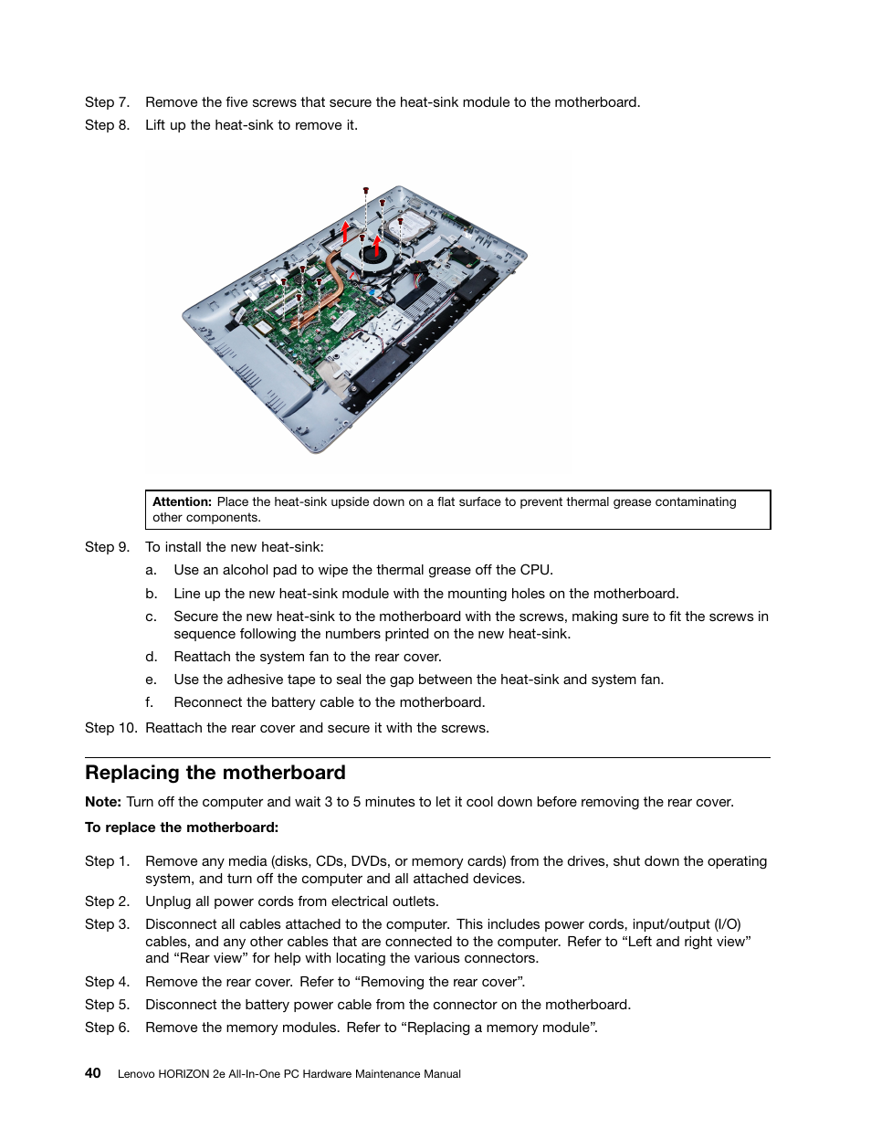 Replacing the motherboard | Lenovo Horizon 2e Table PC User Manual | Page 46 / 55