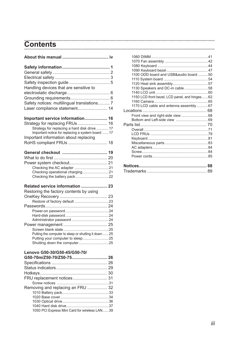 Lenovo G50-45 Notebook Lenovo User Manual | Page 3 / 93