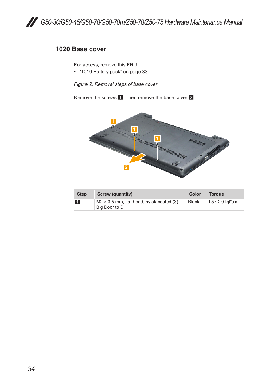 1020 base cover | Lenovo G50-45 Notebook Lenovo User Manual | Page 38 / 93