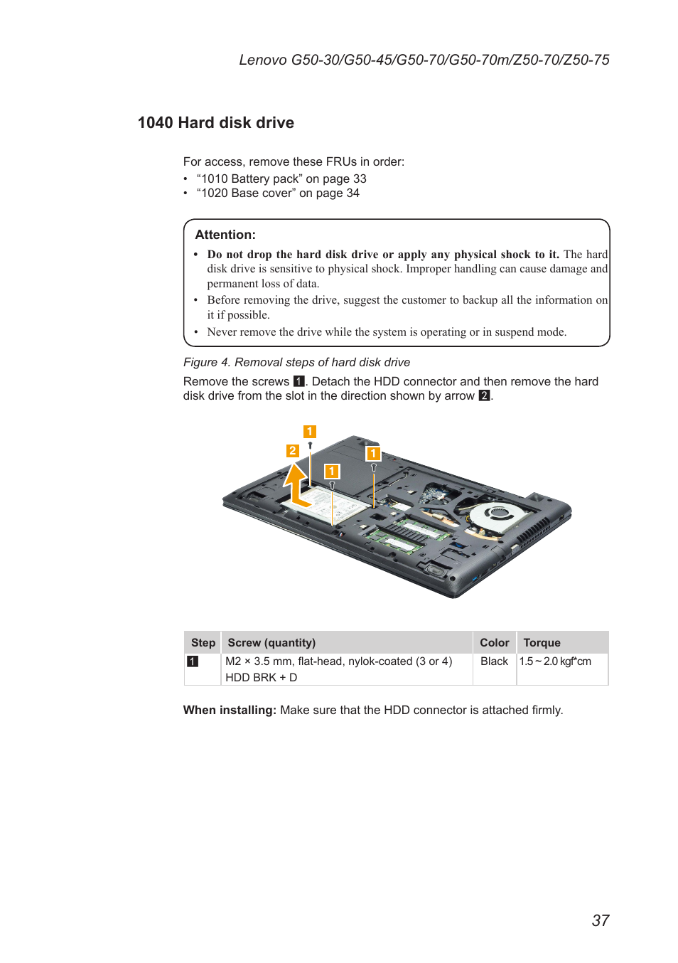 1040 hard disk drive | Lenovo G50-45 Notebook Lenovo User Manual | Page 41 / 93