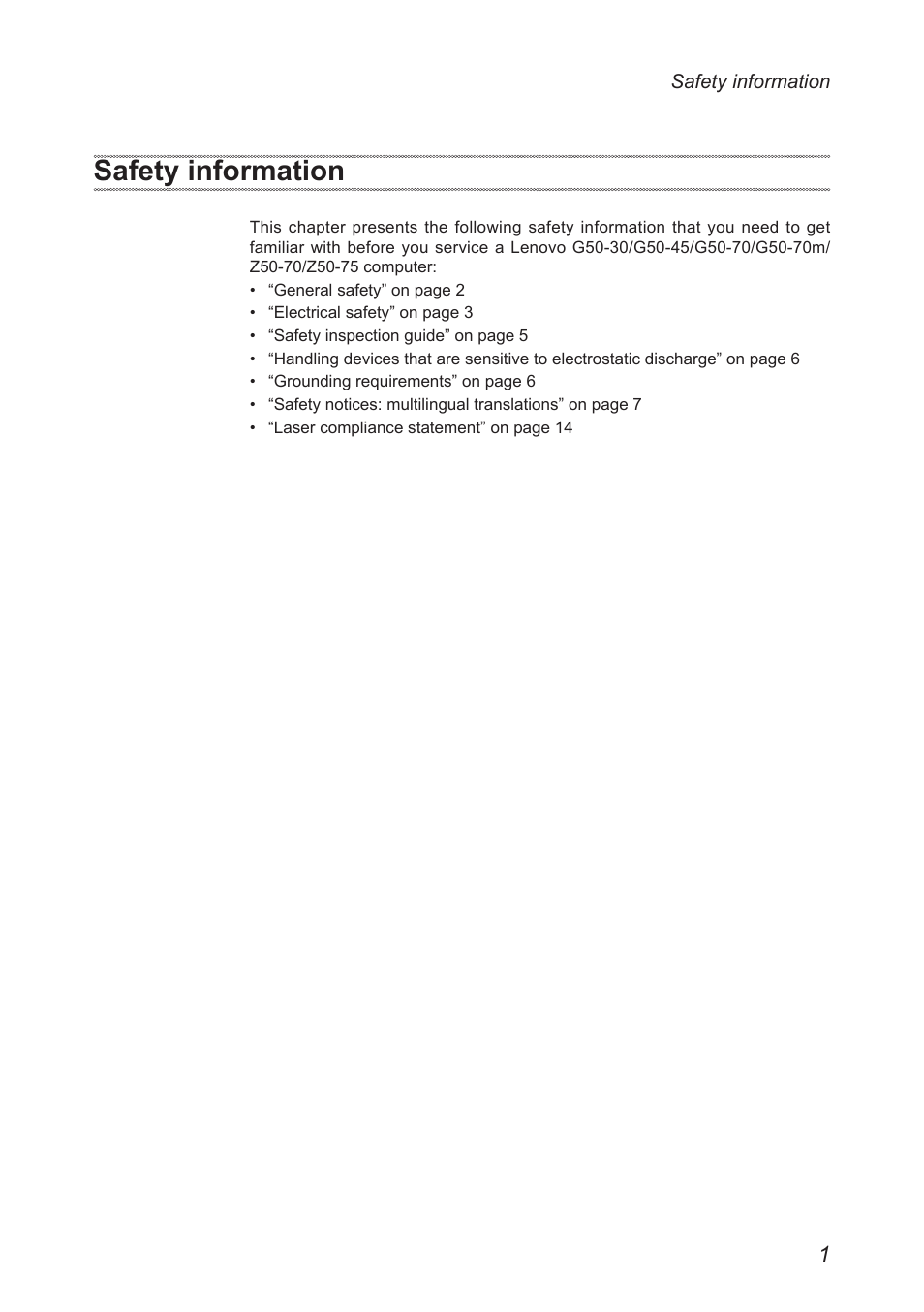 Safety information | Lenovo G50-45 Notebook Lenovo User Manual | Page 5 / 93