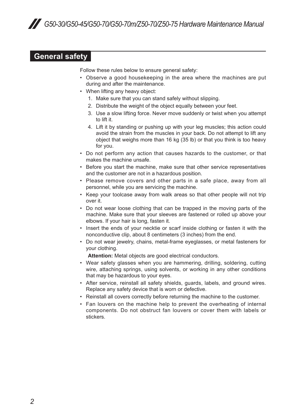 General safety | Lenovo G50-45 Notebook Lenovo User Manual | Page 6 / 93