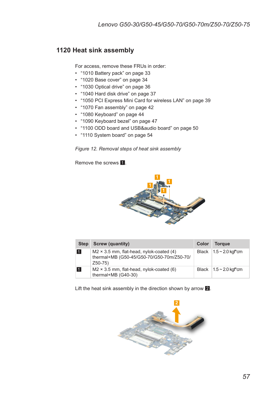 1120 heat sink assembly | Lenovo G50-45 Notebook Lenovo User Manual | Page 61 / 93