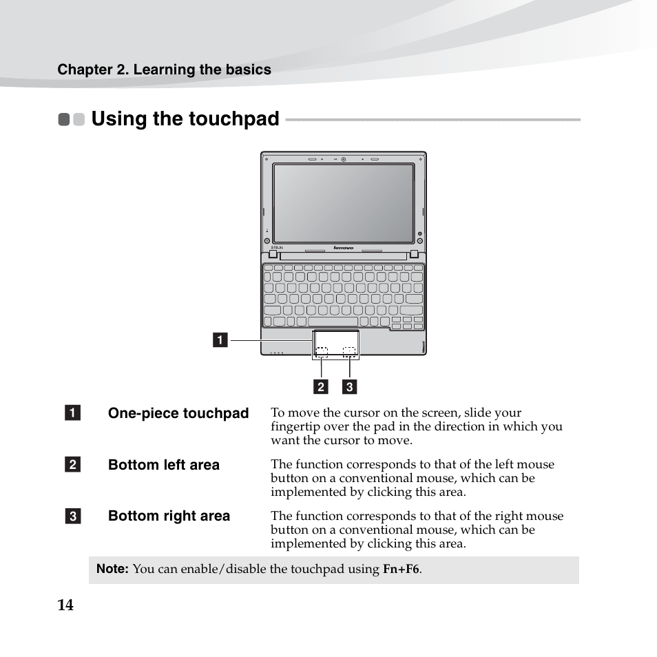 Using the touchpad | Lenovo IdeaPad S10-3s User Manual | Page 28 / 130