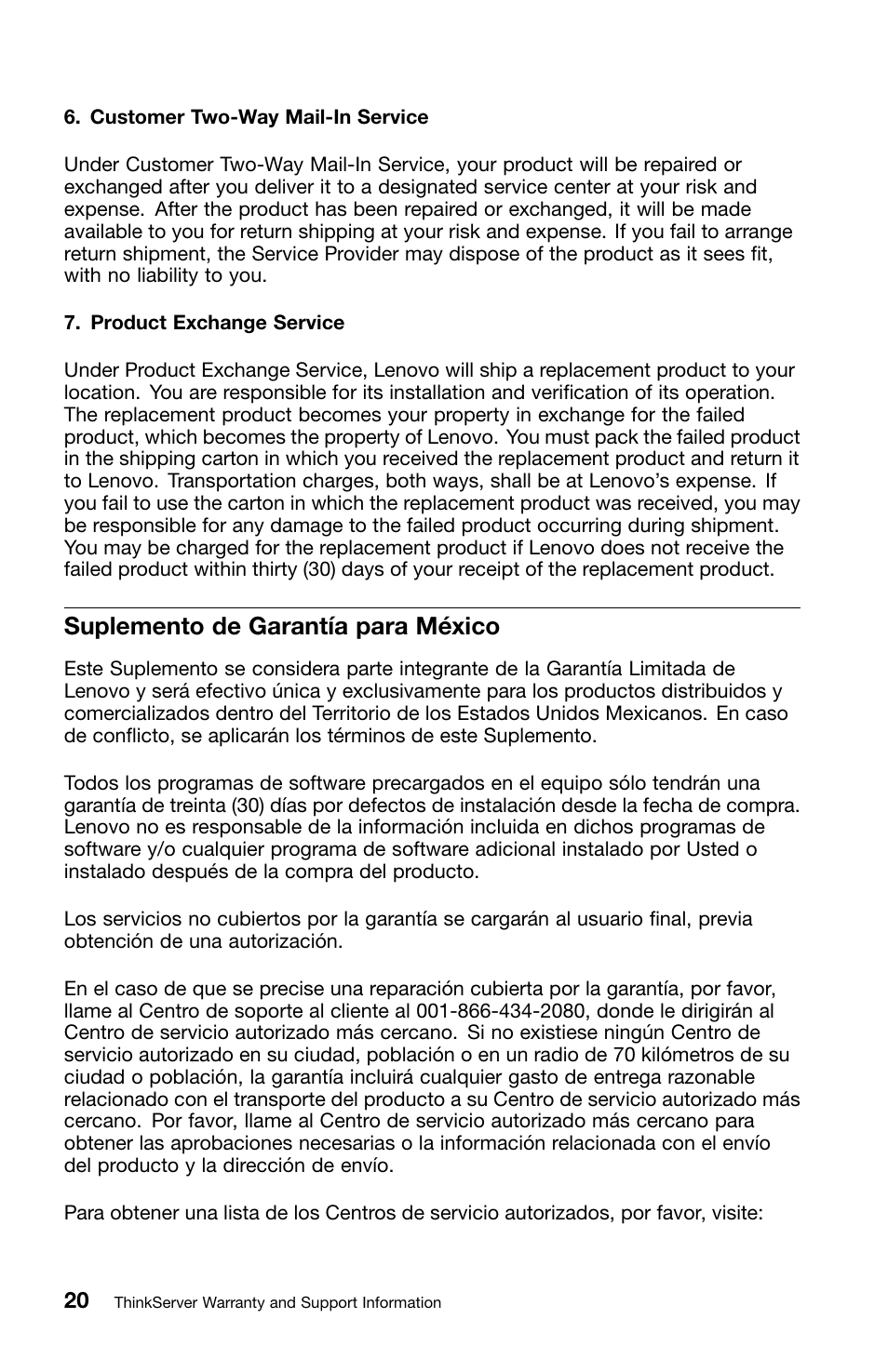 Suplemento de garantía para méxico | Lenovo ThinkServer TS130 User Manual | Page 28 / 36