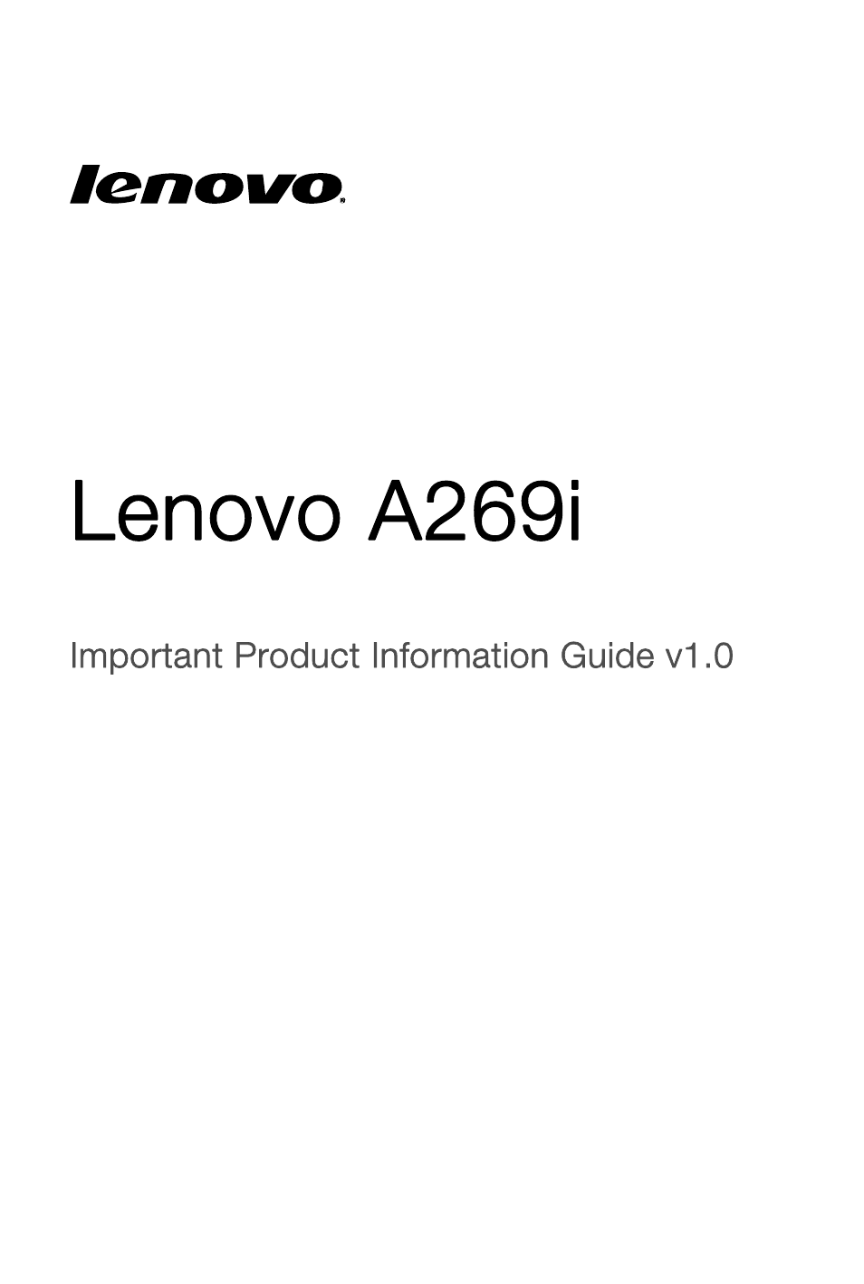 Lenovo A269i Smartphone User Manual | 21 pages