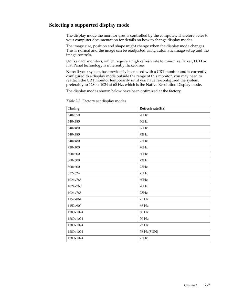 Selecting a supported display mode, Selecting a supported display mode -7 | Lenovo ThinkVision LT1913p 19-inch Square IPS WLED Backlit LCD Monitor User Manual | Page 19 / 37