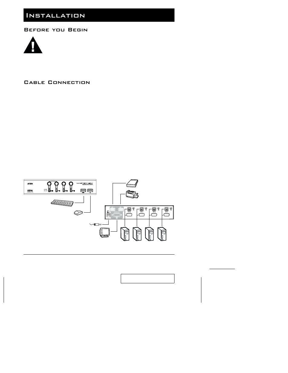 Installation, Before you begin, Cable connection | ATEN ACS-1712 User Manual | Page 10 / 24