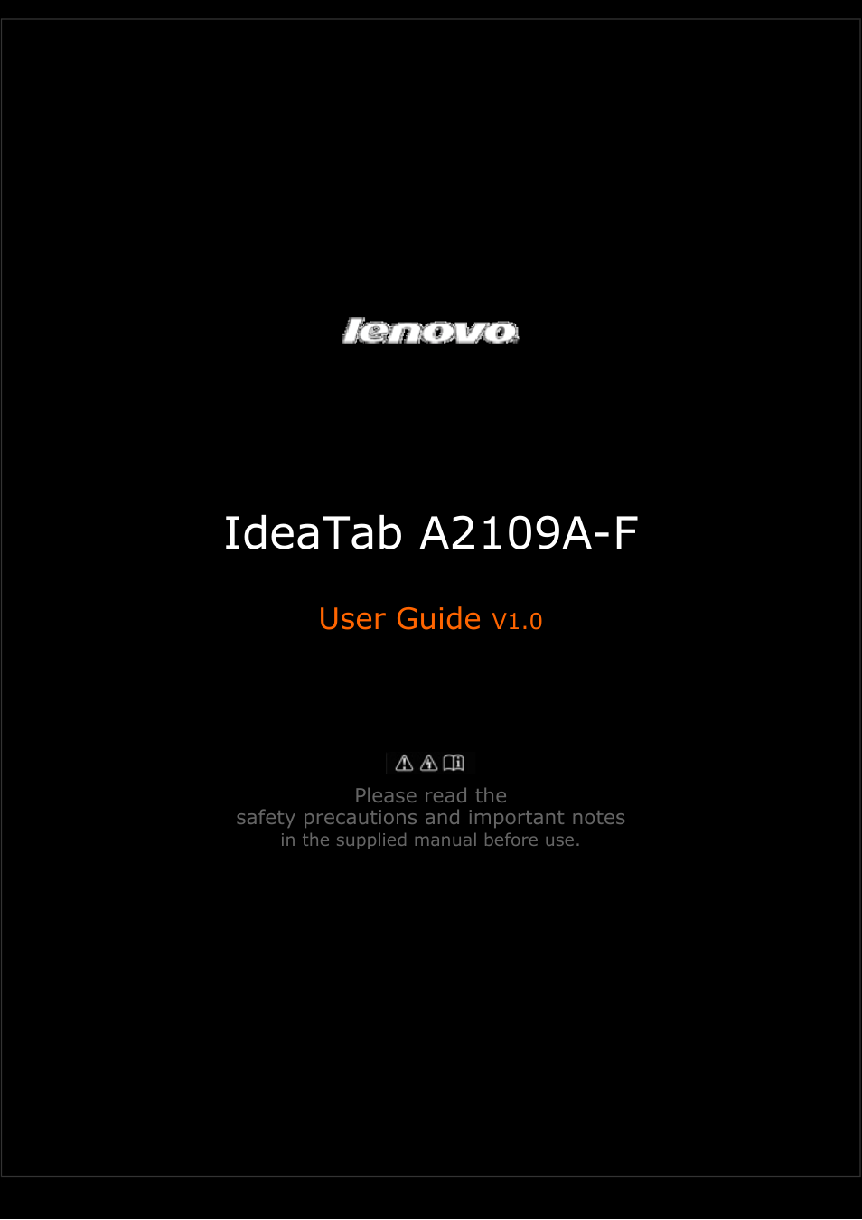 Lenovo A2109 Tablet User Manual | 23 pages