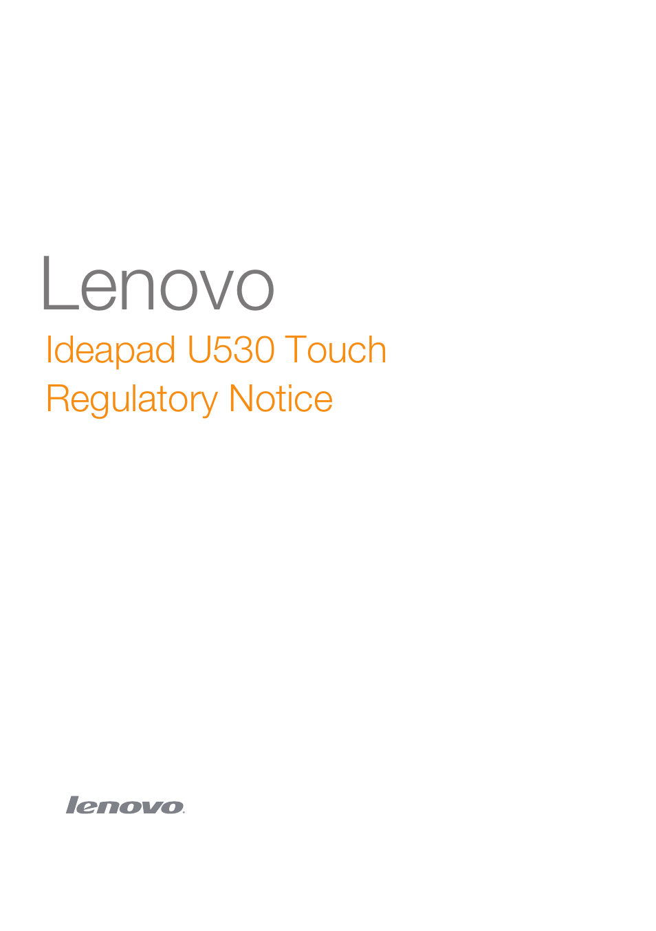 Lenovo IdeaPad U530 Touch Notebook User Manual | 13 pages