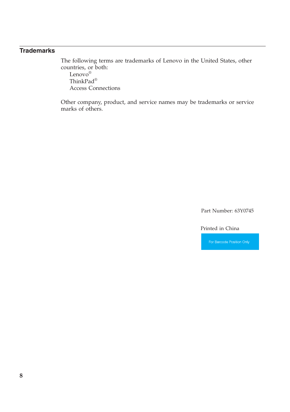 Lenovo ThinkPad SL510 User Manual | Page 8 / 8