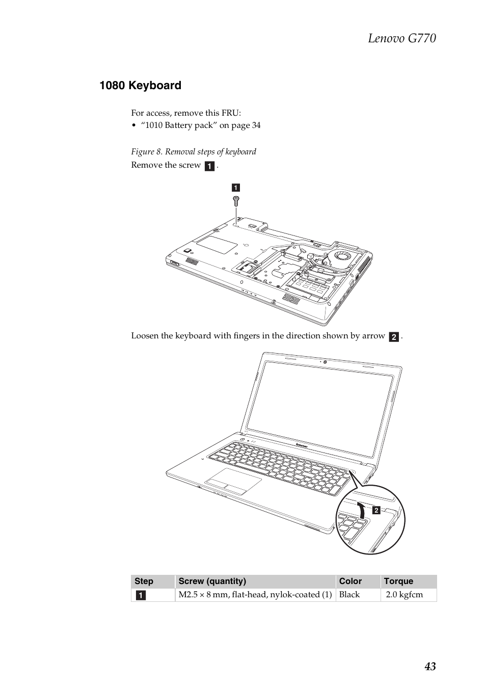 1080 keyboard, Lenovo g770 | Lenovo G770 Notebook User Manual | Page 47 / 89