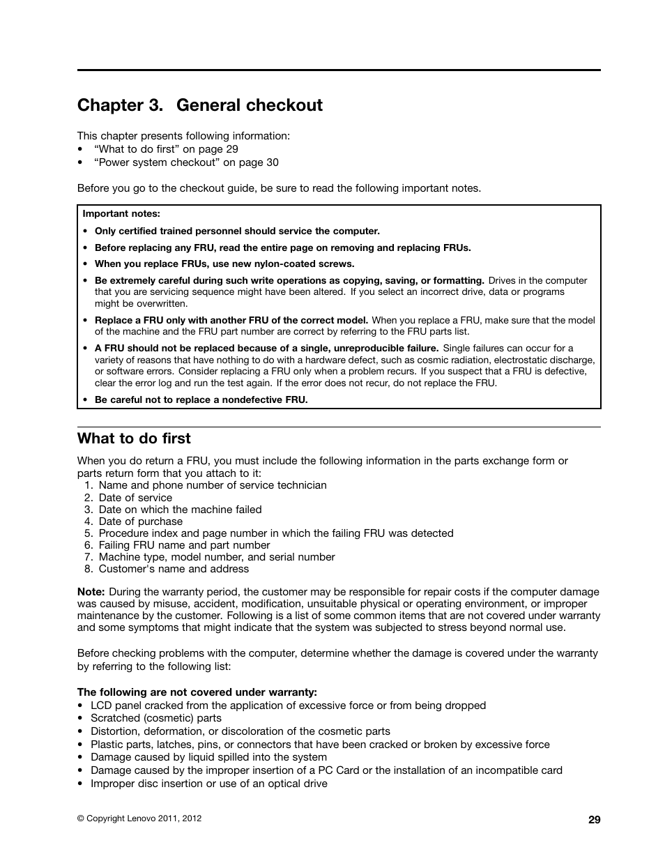 Chapter 3. general checkout, What to do first | Lenovo B470e Notebook User Manual | Page 35 / 92