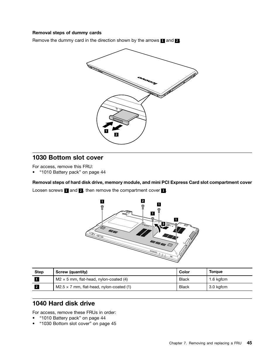 1030 bottom slot cover, 1040 hard disk drive | Lenovo B470e Notebook User Manual | Page 51 / 92