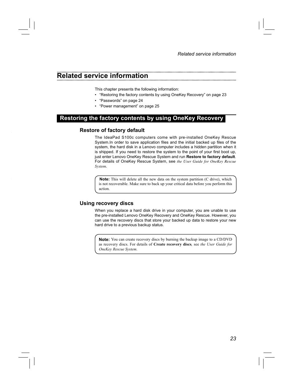 Related service information | Lenovo IdeaPad S100c Notebook User Manual | Page 27 / 89