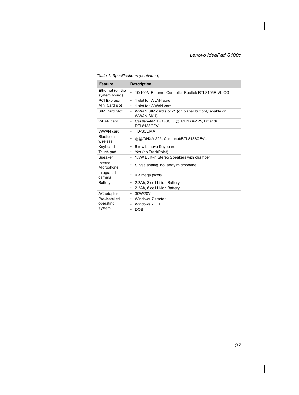 Lenovo IdeaPad S100c Notebook User Manual | Page 31 / 89