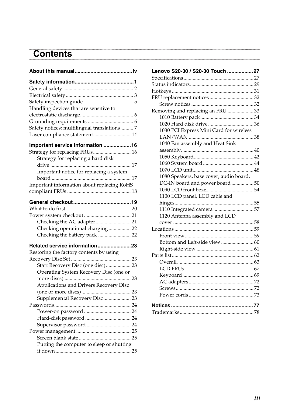 Lenovo S20-30 Touch Notebook User Manual | Page 3 / 82