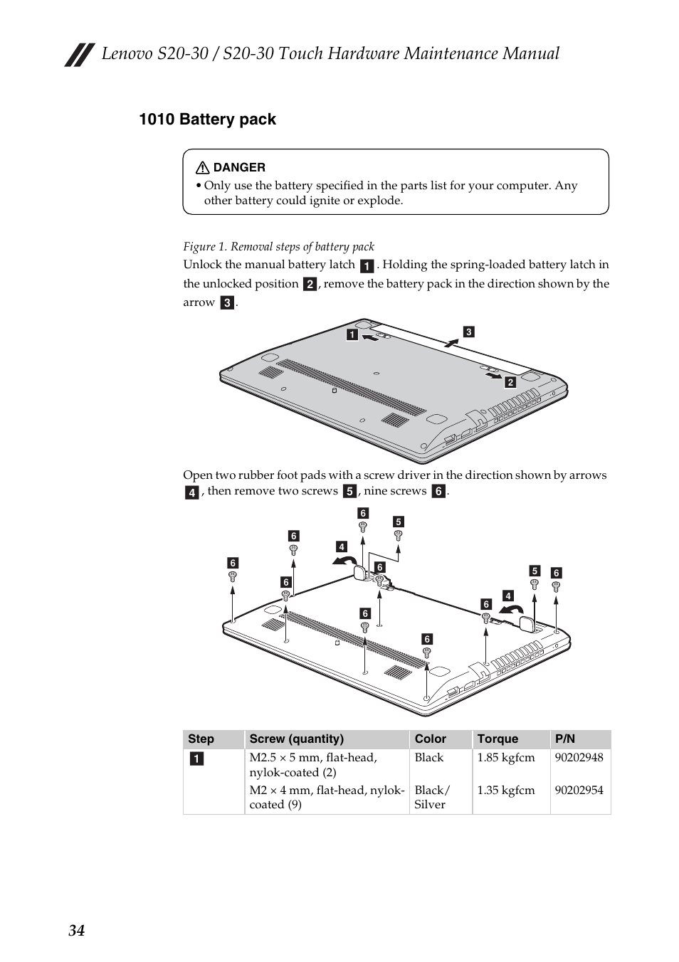 1010 battery pack | Lenovo S20-30 Touch Notebook User Manual | Page 38 / 82