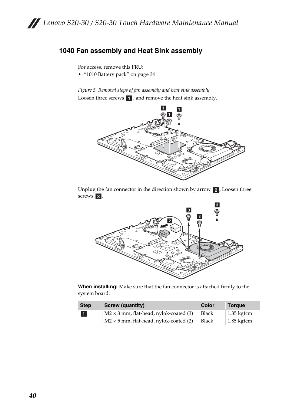 1040 fan assembly and heat sink assembly | Lenovo S20-30 Touch Notebook User Manual | Page 44 / 82
