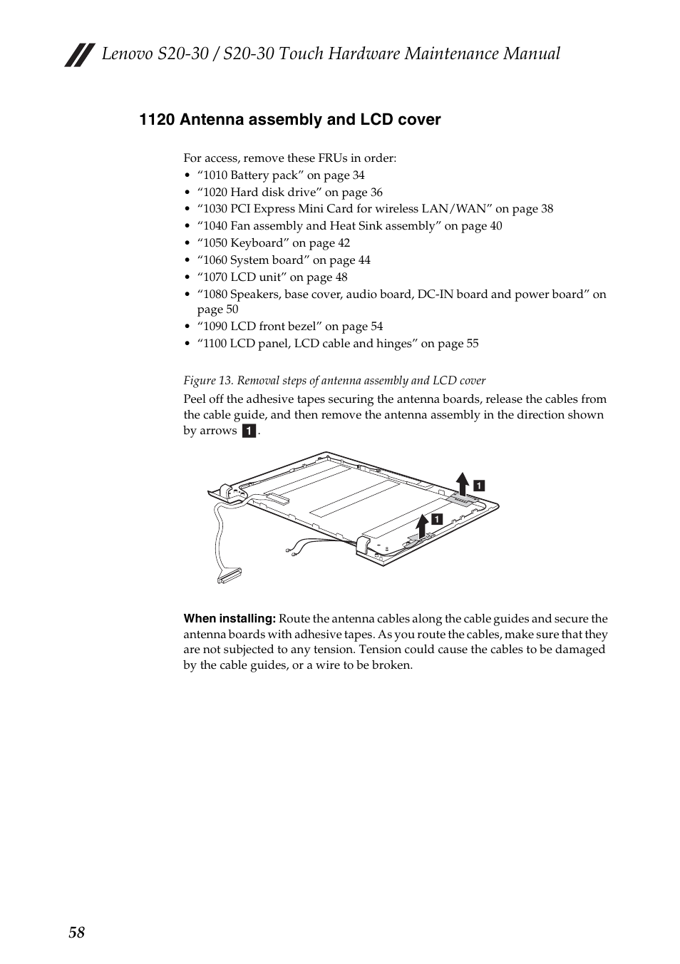 1120 antenna assembly and lcd cover | Lenovo S20-30 Touch Notebook User Manual | Page 62 / 82