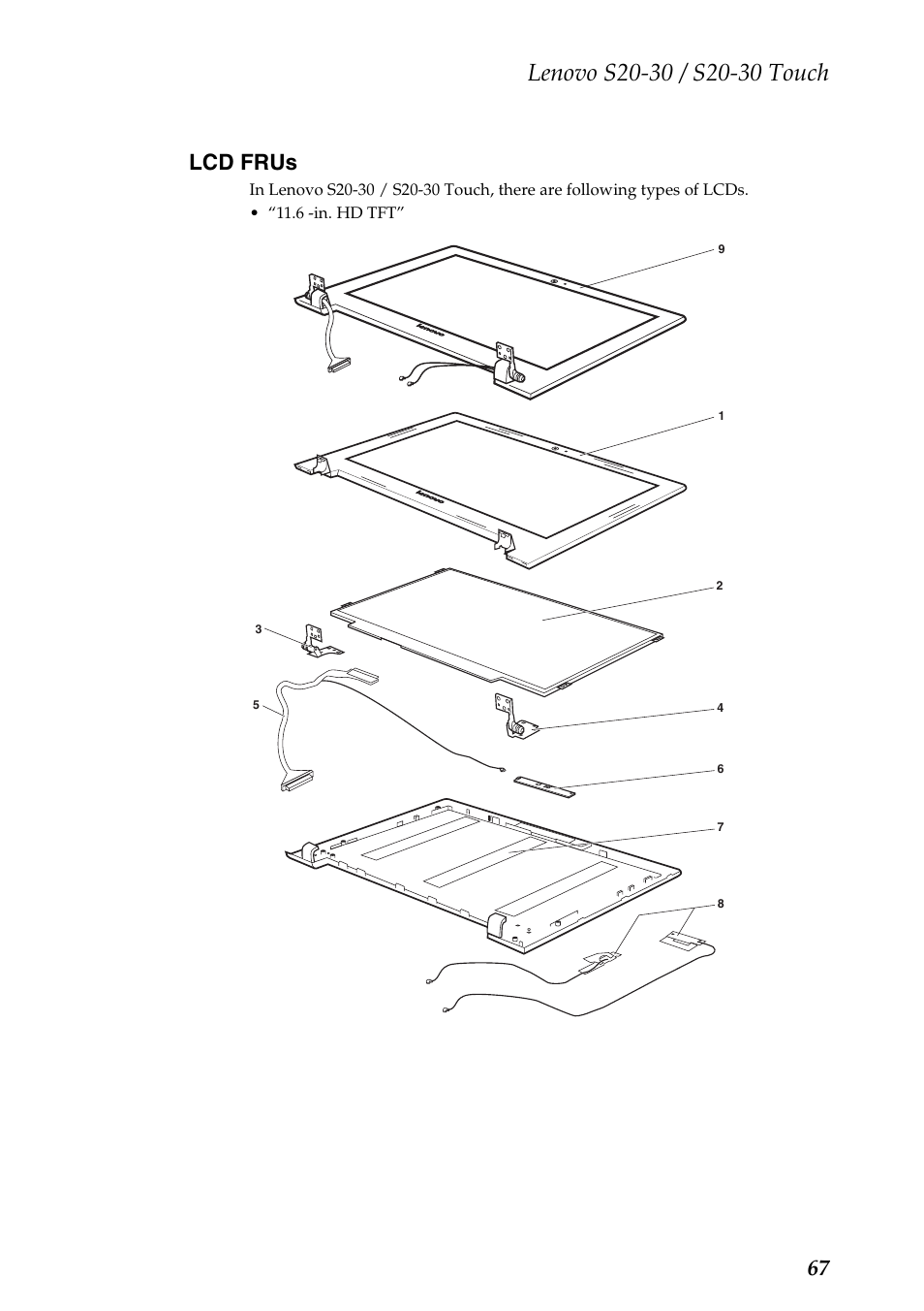 Lcd frus, 67 lcd frus | Lenovo S20-30 Touch Notebook User Manual | Page 71 / 82