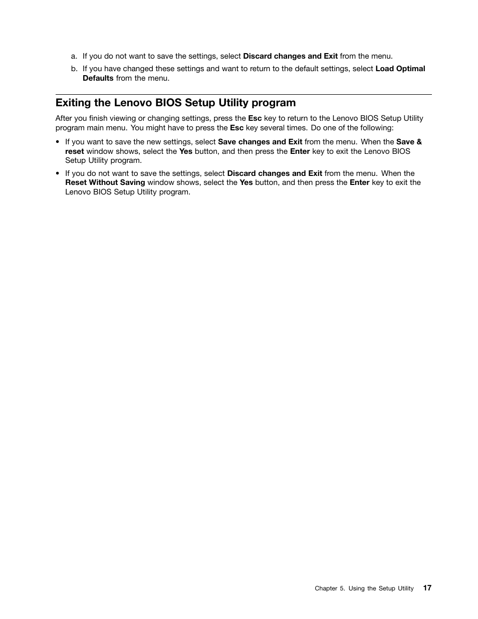 Exiting the lenovo bios setup utility program | Lenovo A730 All-in-One IdeaCentre User Manual | Page 23 / 75