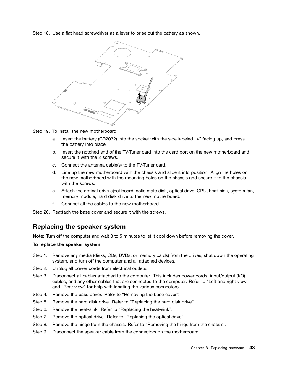 Replacing the speaker system | Lenovo A730 All-in-One IdeaCentre User Manual | Page 49 / 75
