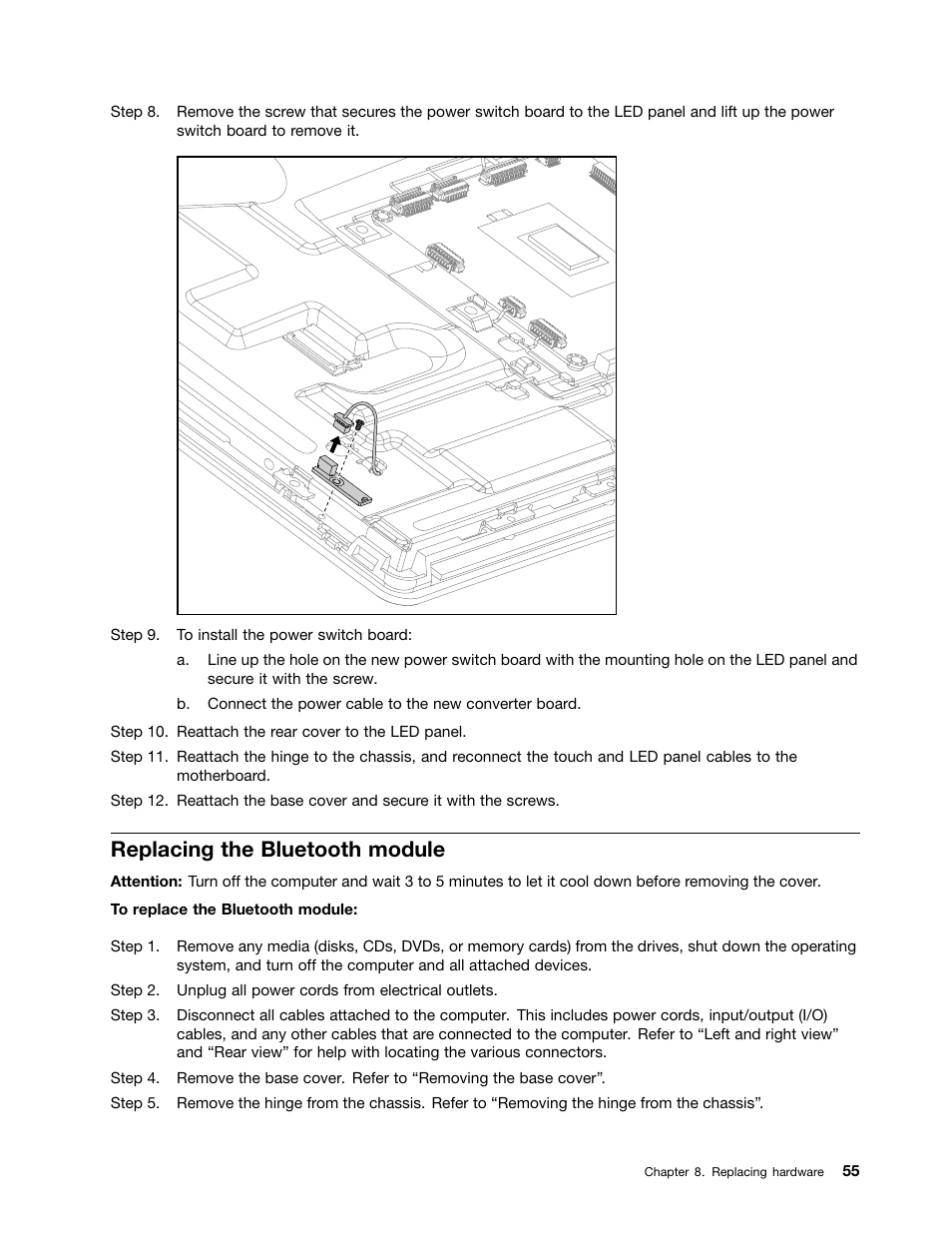 Replacing the bluetooth module | Lenovo A730 All-in-One IdeaCentre User Manual | Page 61 / 75