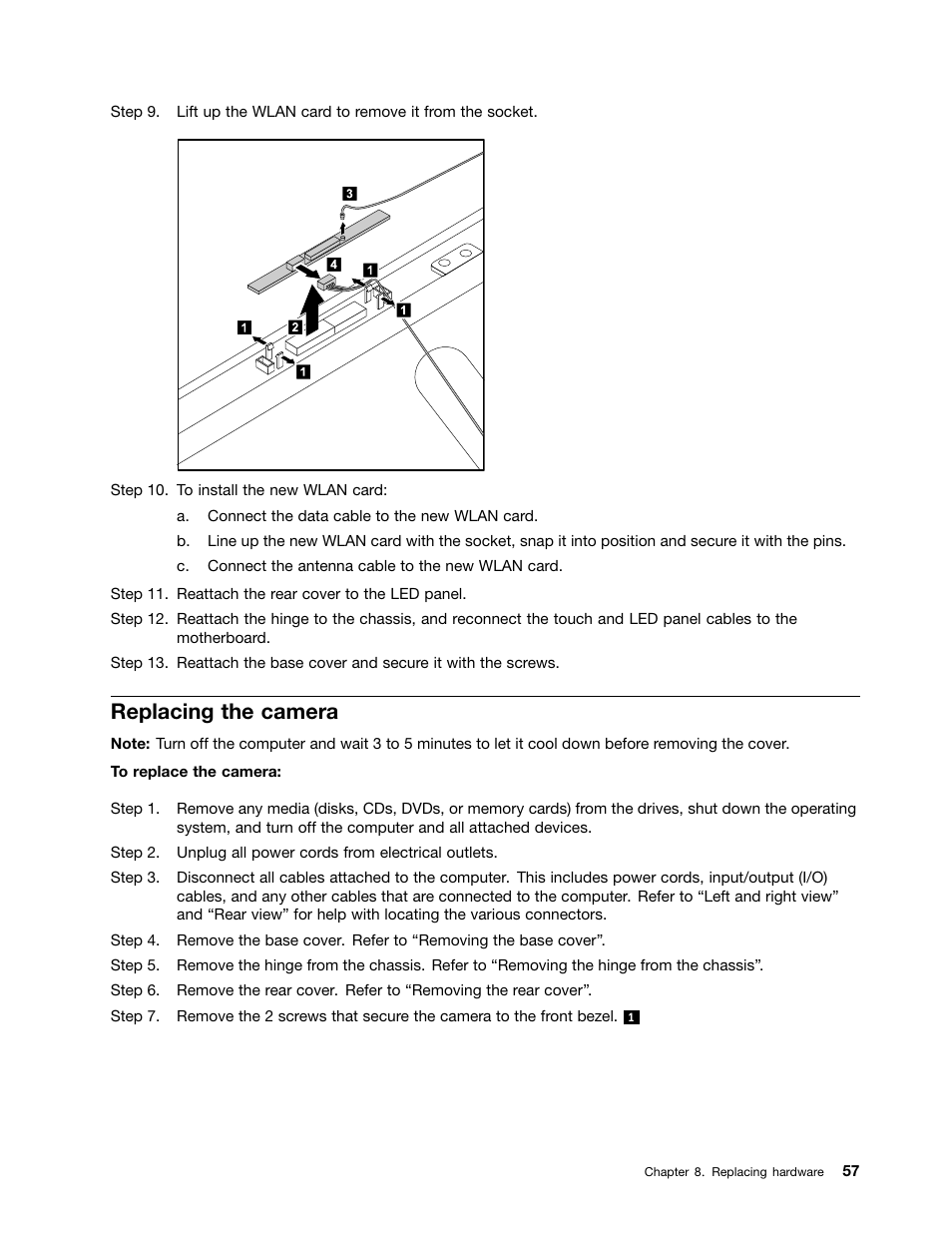 Replacing the camera | Lenovo A730 All-in-One IdeaCentre User Manual | Page 63 / 75