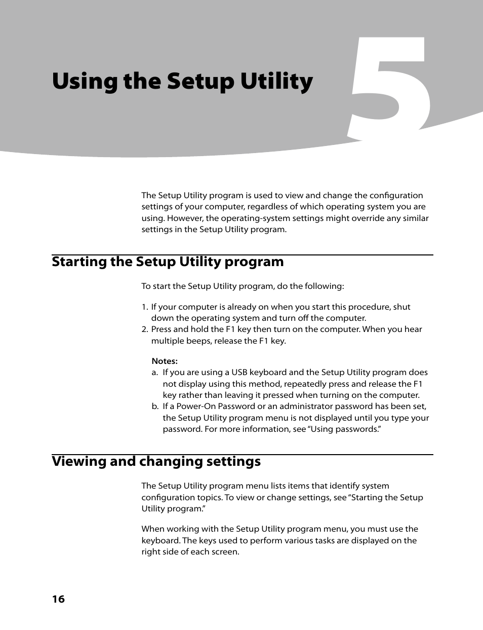 Using the setup utility | Lenovo 3000 C305 All-In-One User Manual | Page 18 / 71