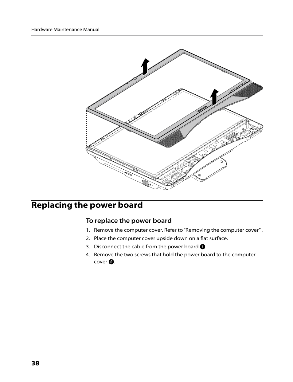 Replacing the power board | Lenovo 3000 C305 All-In-One User Manual | Page 40 / 71