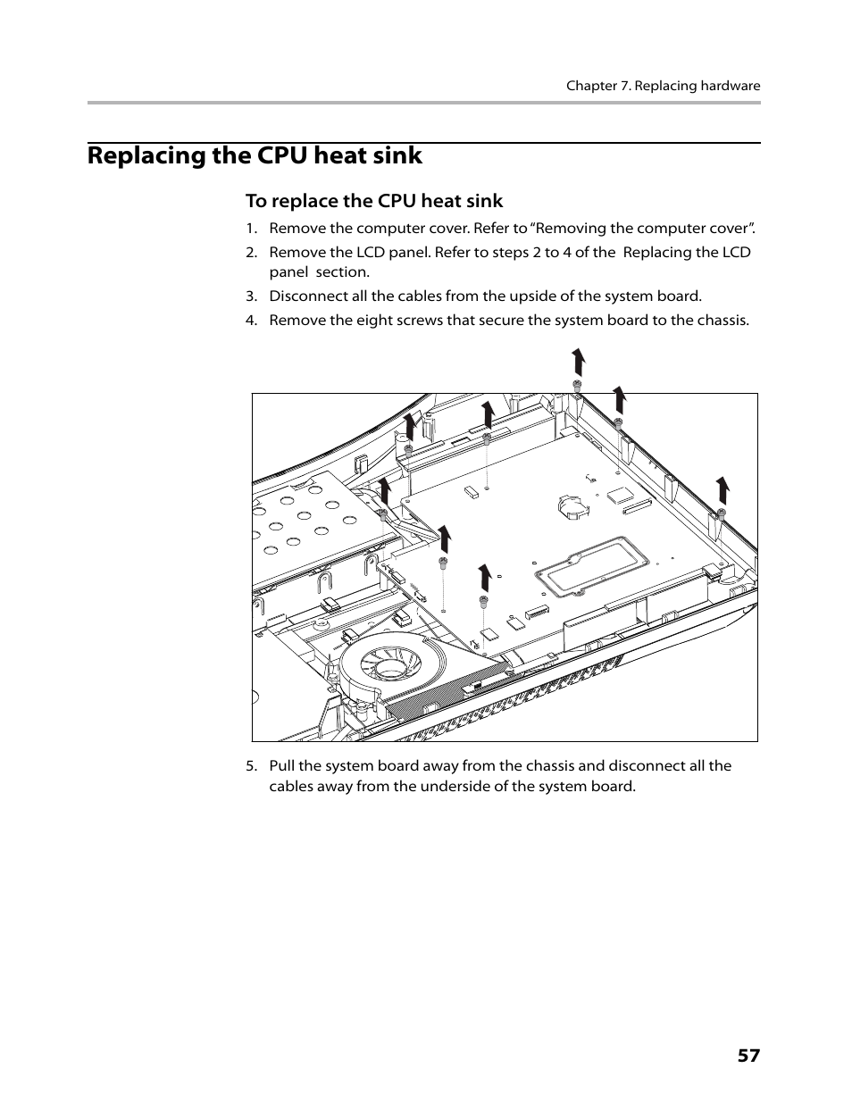 Replacing the cpu heat sink | Lenovo 3000 C305 All-In-One User Manual | Page 59 / 71