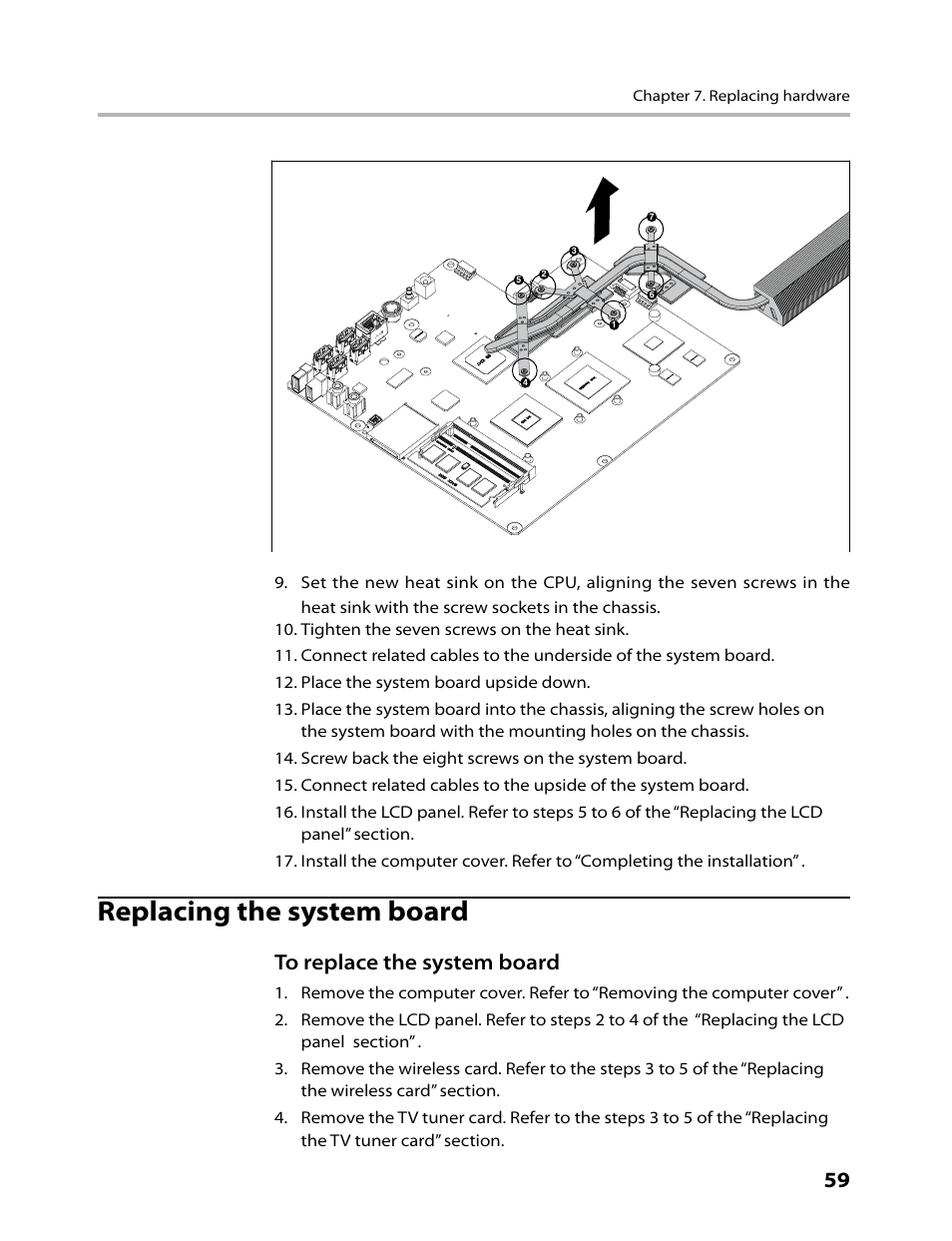 Replacing the system board | Lenovo 3000 C305 All-In-One User Manual | Page 61 / 71