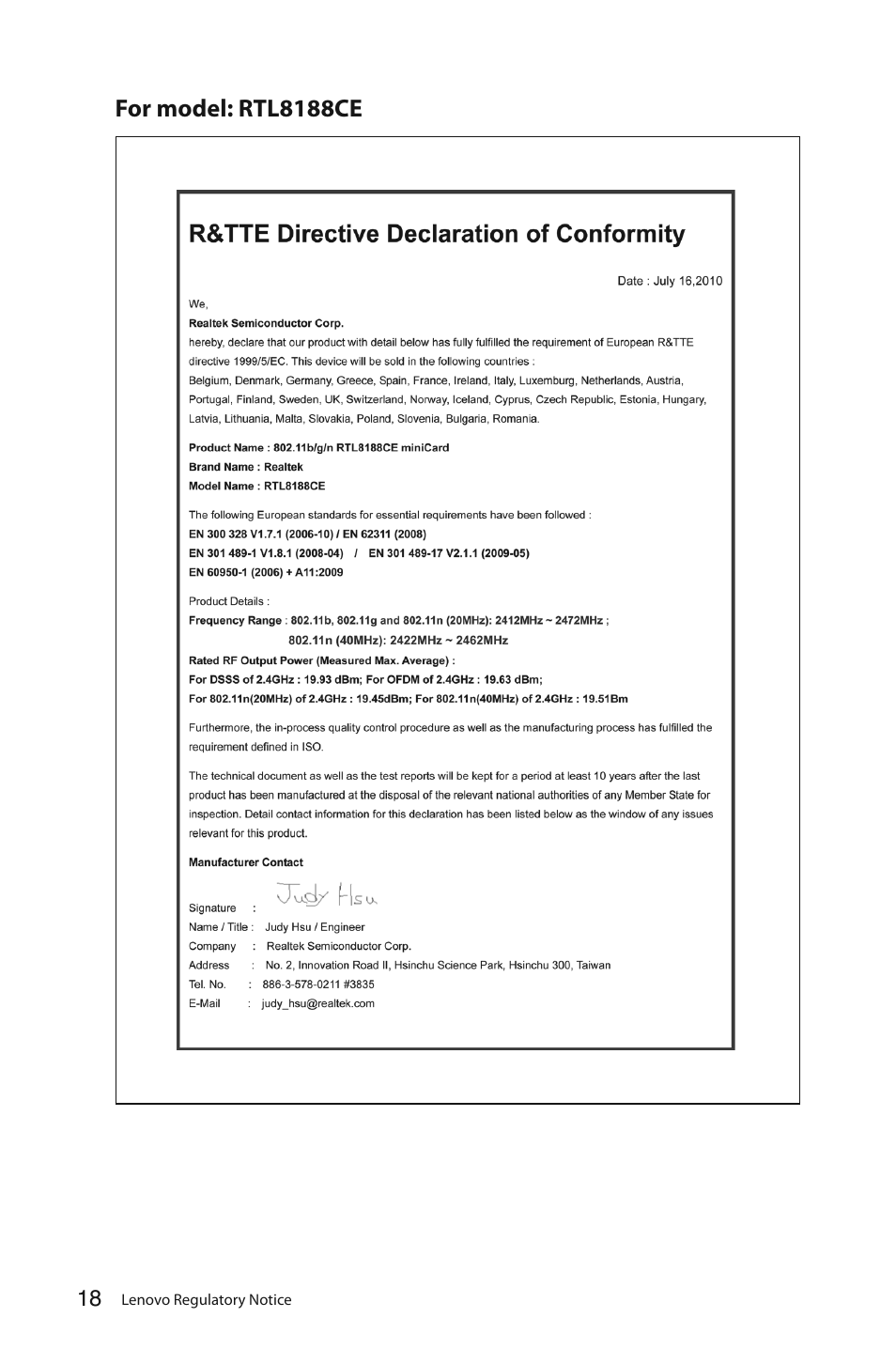 For model: rtl8188ce | Lenovo C325 All-In-One User Manual | Page 19 / 37