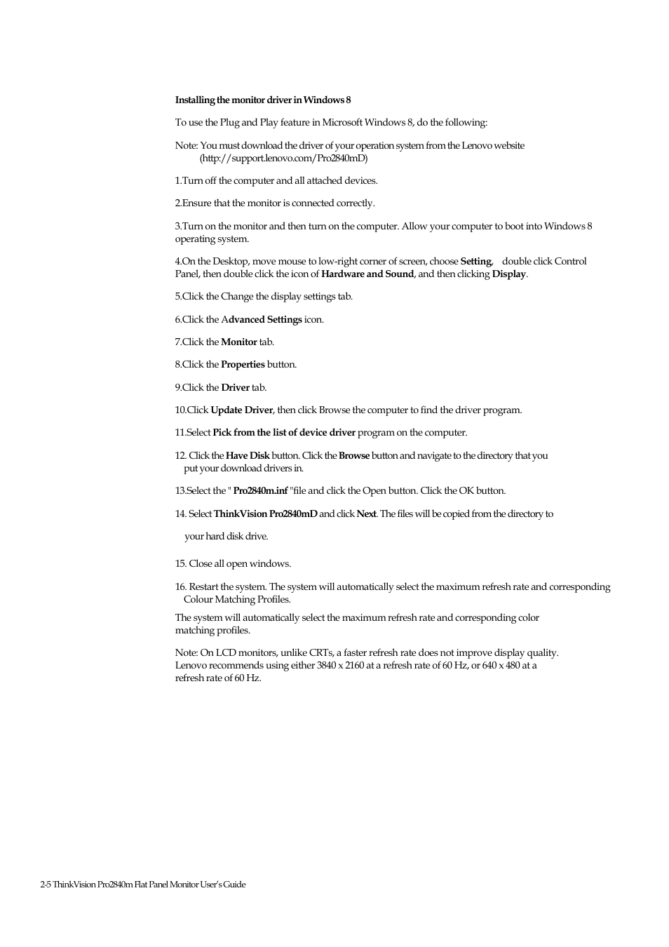 Lenovo ThinkVision Pro2840m Wide Flat Panel Monitor User Manual | Page 25 / 35