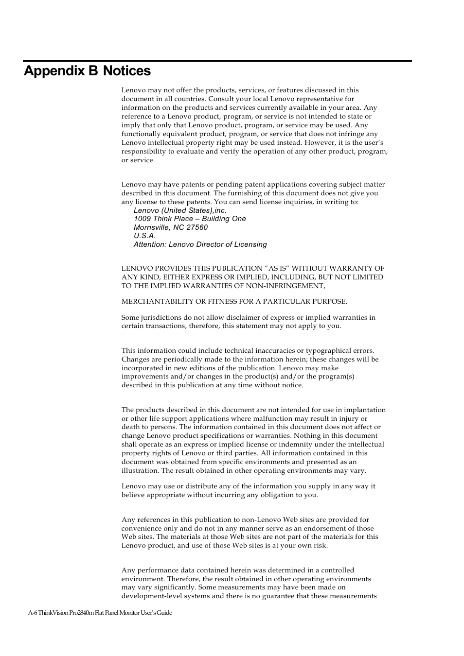 Appendix b notices | Lenovo ThinkVision Pro2840m Wide Flat Panel Monitor User Manual | Page 32 / 35
