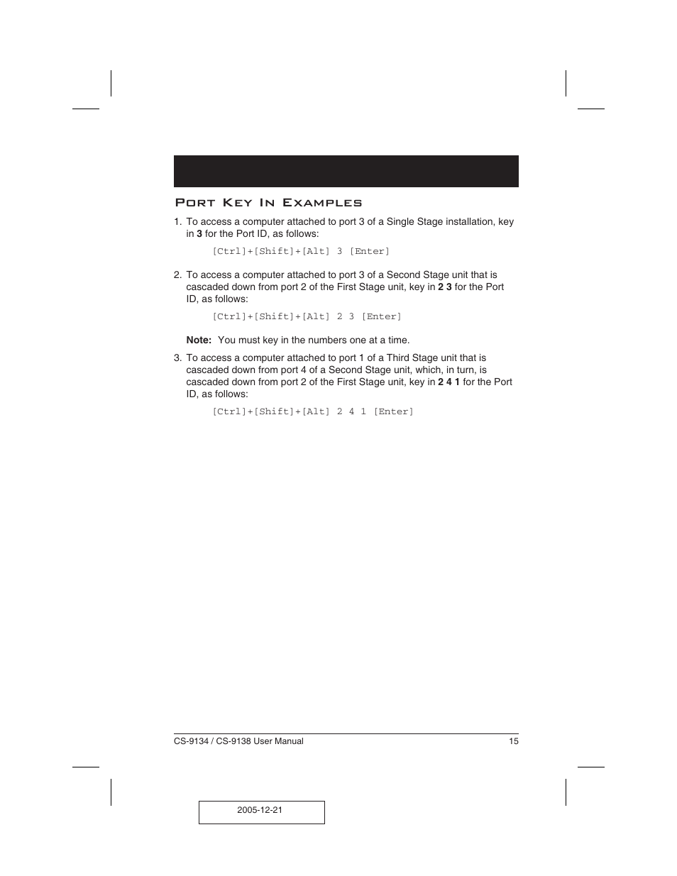 Port key in examples 15, Port key in examples | ATEN CS-9134 User Manual | Page 19 / 34