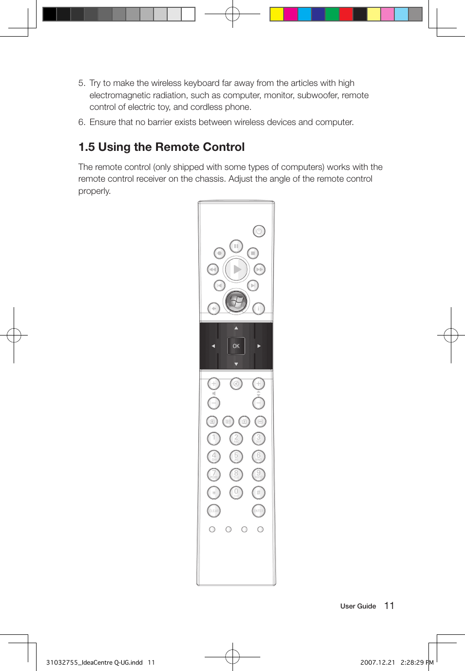 5 using the remote control | Lenovo IdeaCentre Q200 User Manual | Page 16 / 49