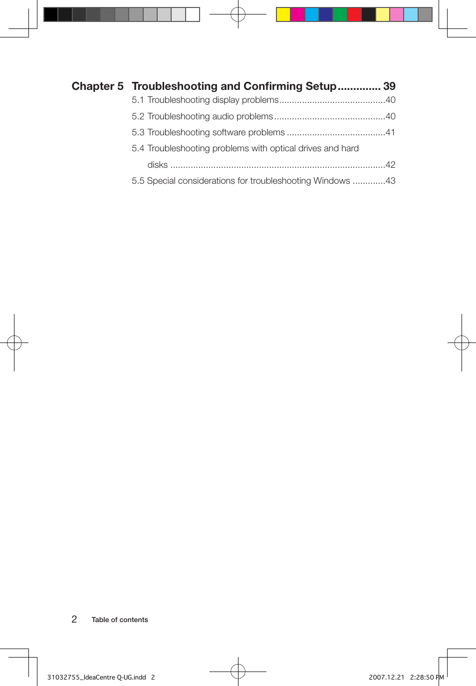 Chapter 5 troubleshooting and conﬁrming setup | Lenovo IdeaCentre Q200 User Manual | Page 5 / 49