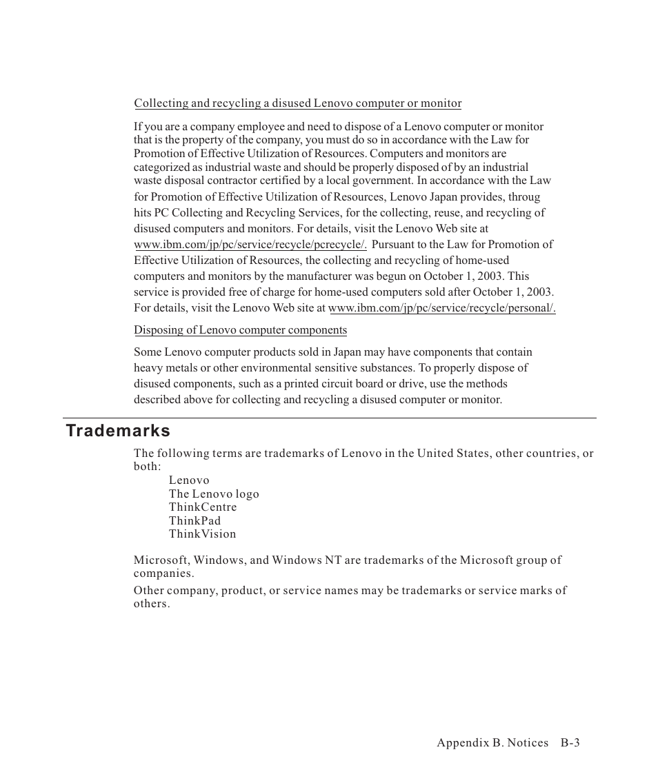 Trademarks | Lenovo ThinkVision LT2323z Wide User Manual | Page 41 / 42