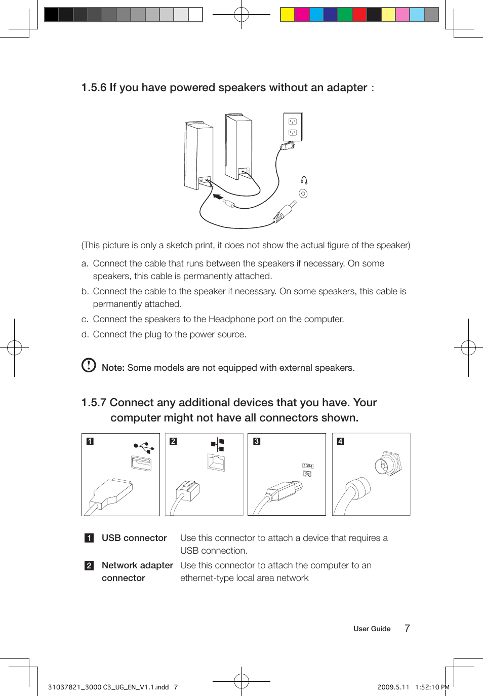 6 if you have powered speakers without an adapter | Lenovo 3000 C305 All-In-One User Manual | Page 12 / 41