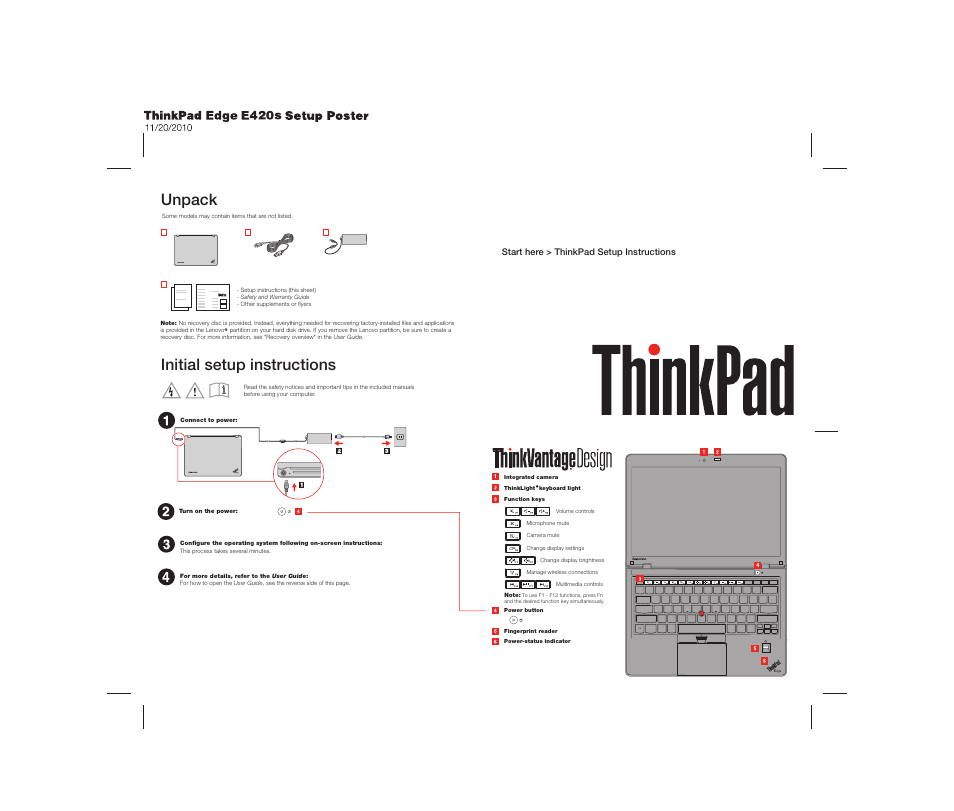 Lenovo ThinkPad Edge E420s User Manual | 2 pages