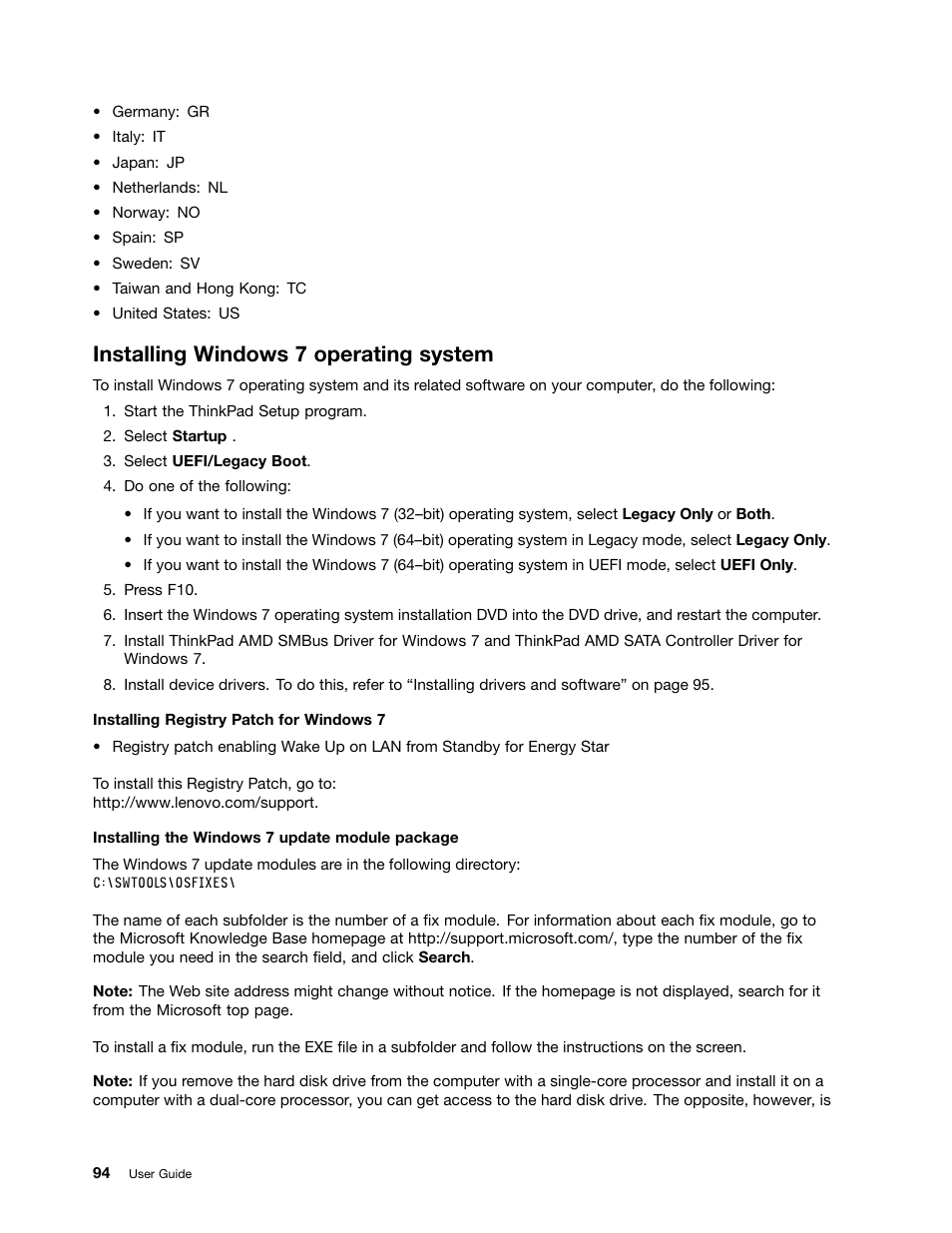 Installing windows 7 operating system | Lenovo ThinkPad Edge E525 User Manual | Page 112 / 168